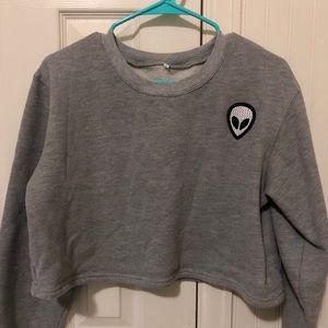 cropped grey crewneck